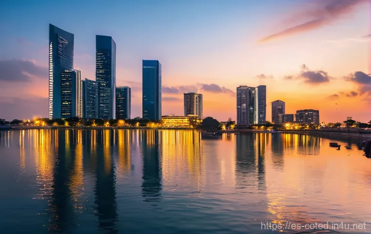 코트디부아르 아비장 여행 가이드 - **Abidjan Cityscape at Sunset:**
    "A breathtaking panoramic view of Abidjan, C&ocirc;te d'Ivoire, at su...