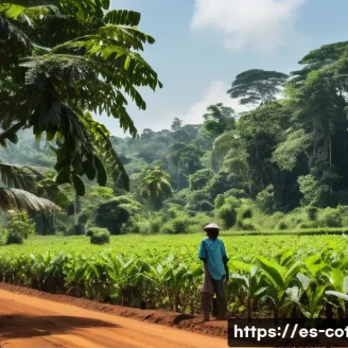 Home 32 코트디부아르 환경 문제와 기후 변화 - **Prompt:** A vibrant, sun-drenched landscape in rural Côte d'Ivoire showcasing sustainable cacao fa...