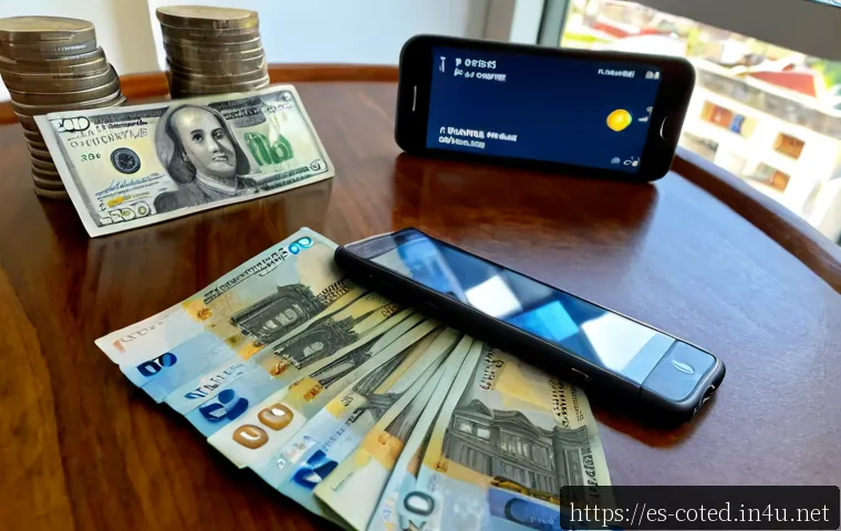 코트디부아르 CFA 프랑 환율 - Photorealistic financial travel comparison scene in Abidjan, Côte d’Ivoire: a neat wooden desk with ...